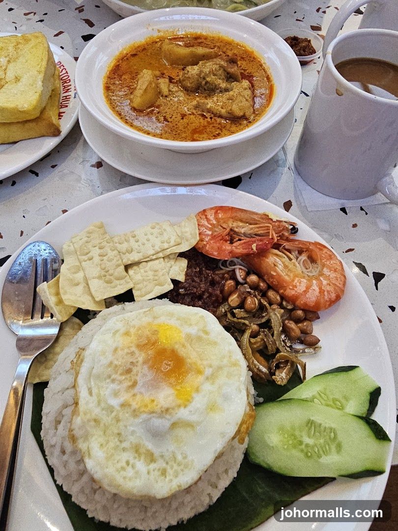 Nasi Lemak and Curry Chicken
