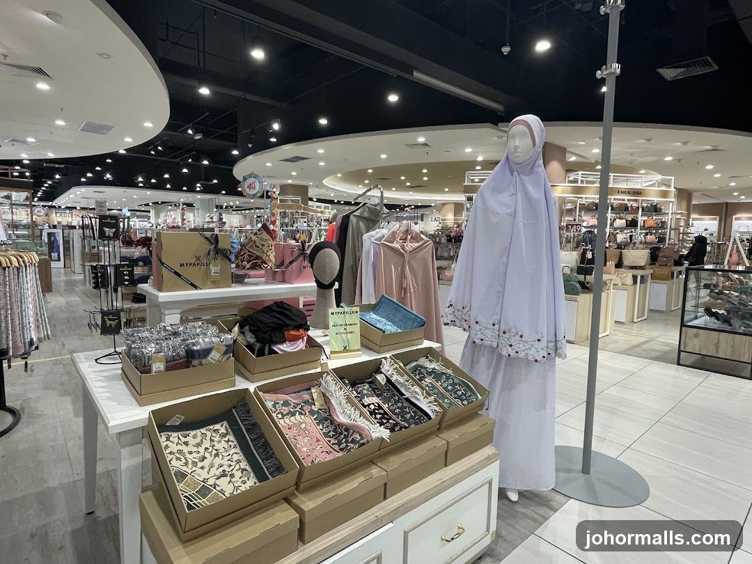 Islamic prayer garments and accessories display