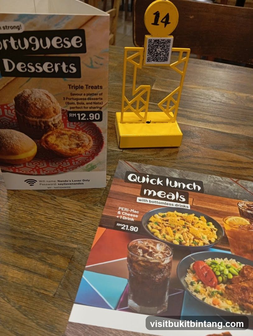 Table with Menu and QR Code Stand