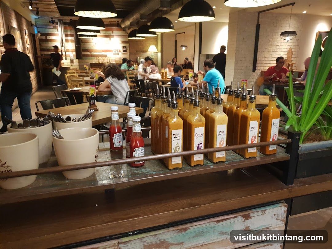 Restaurant Interior with Condiments and Juices