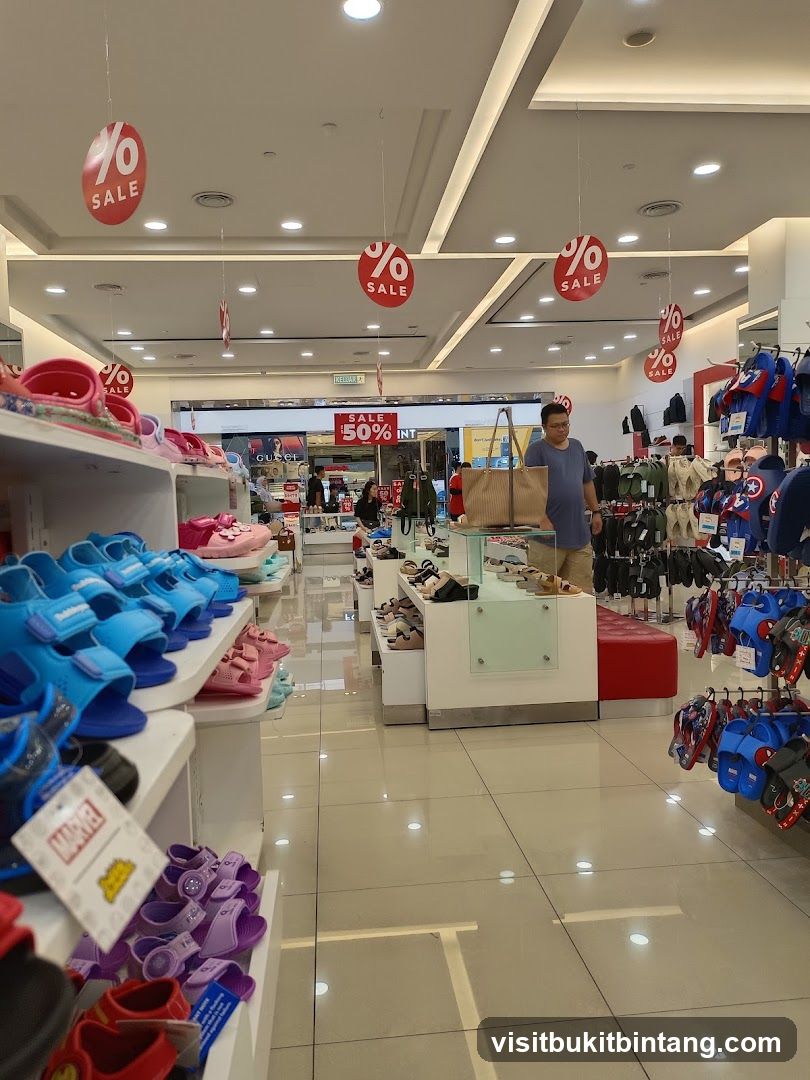 Shoe Store Interior with Sale Signs