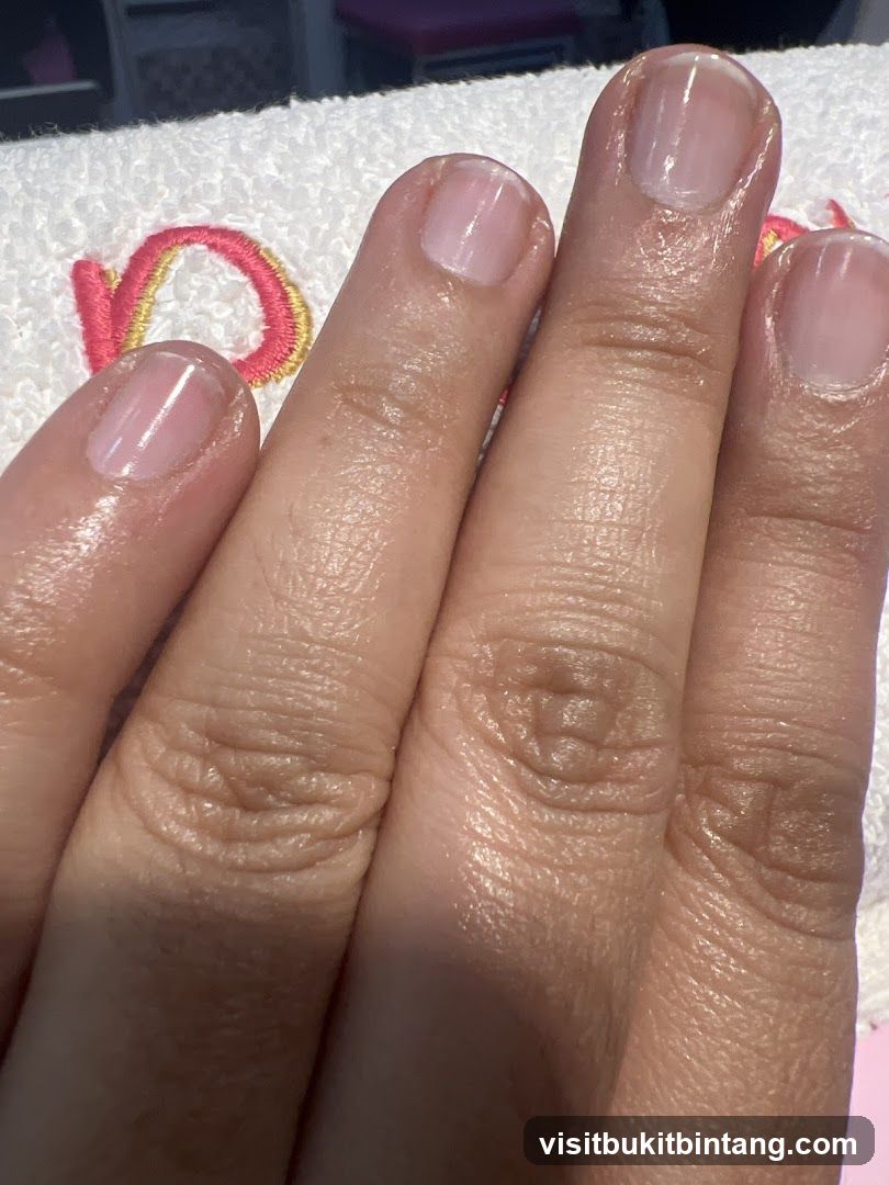 Close-up of manicured nails