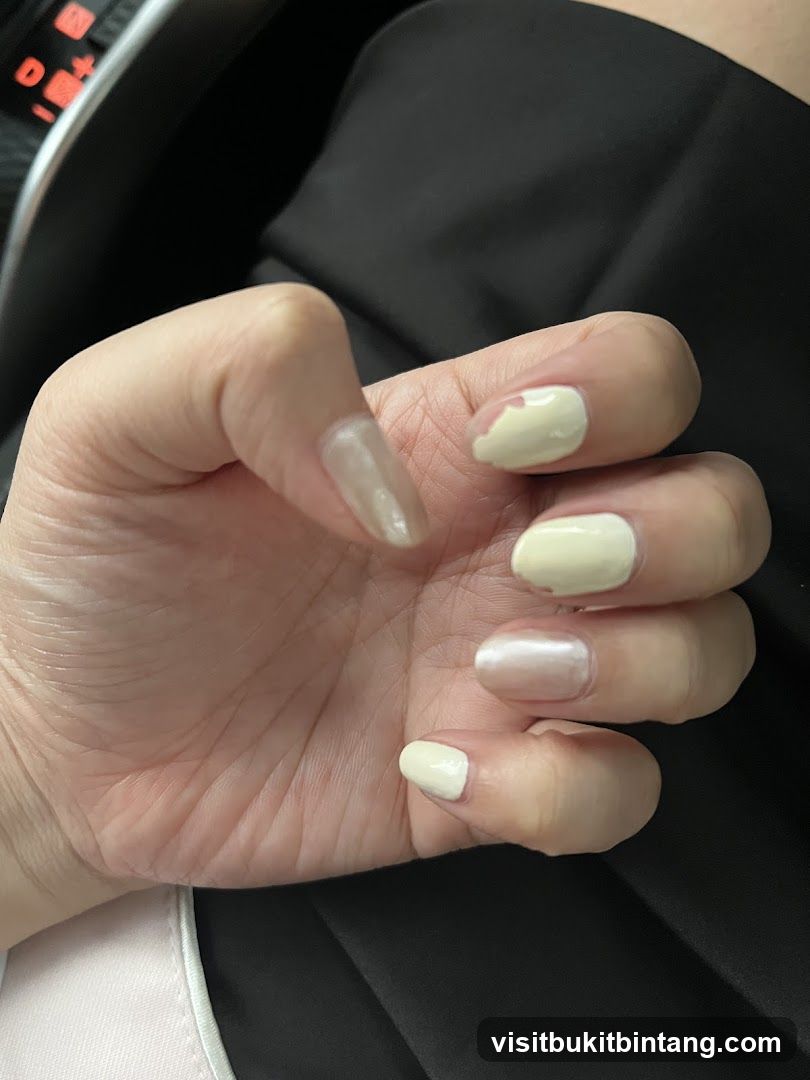 Hand with chipped nail polish