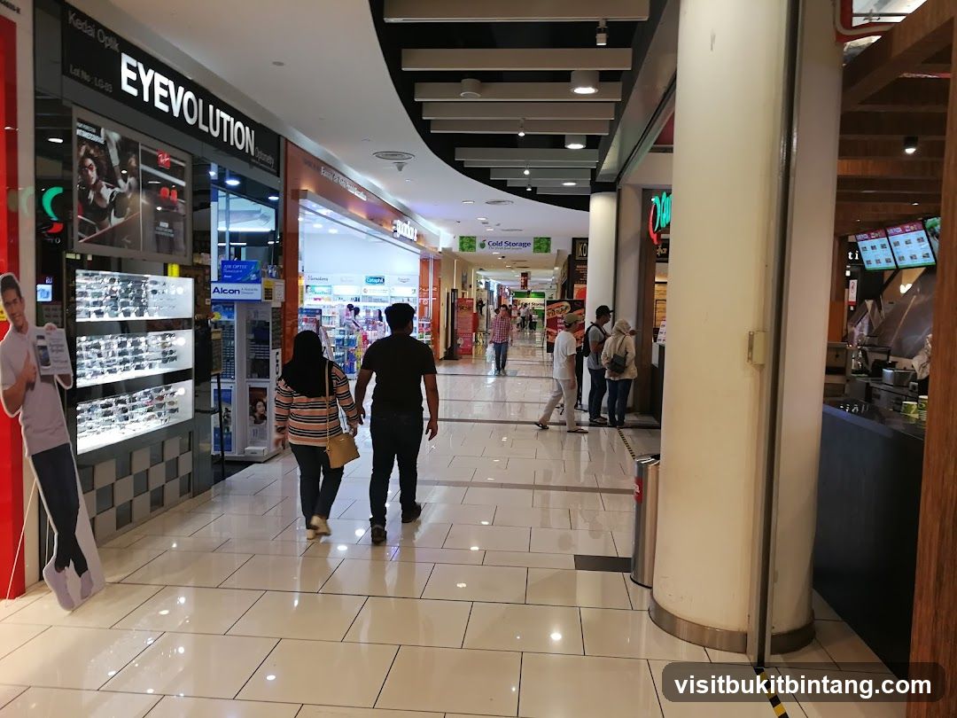 Mall Interior with Shops and People