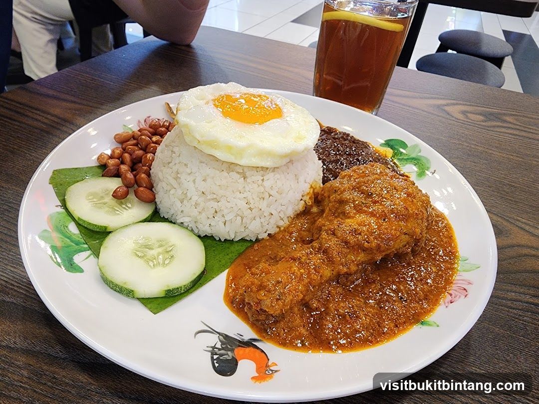 Nasi Lemak with Chicken and Fried Egg