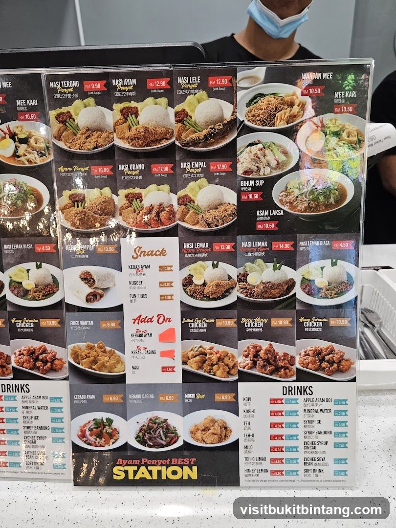 Ayam Penyet BEST STATION Menu