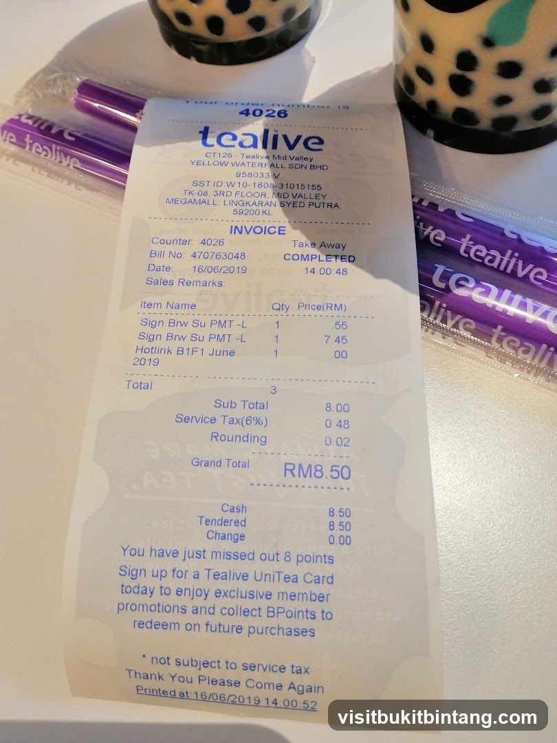 Tealive Receipt