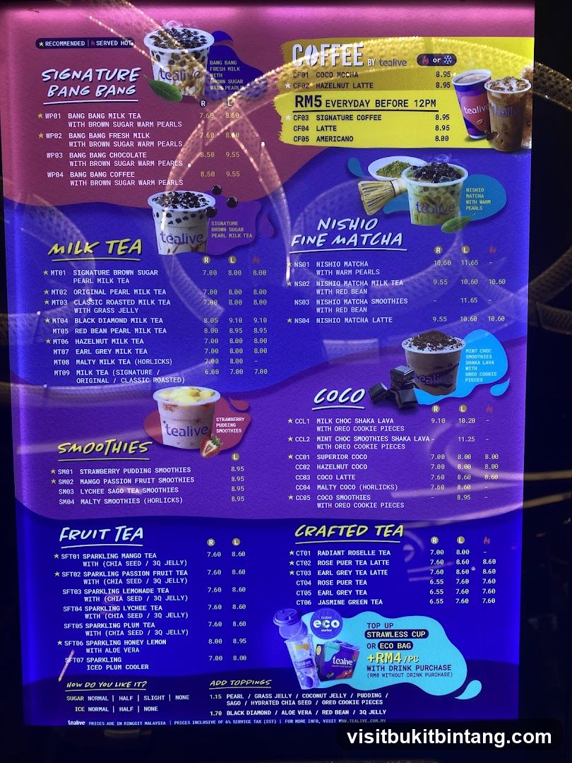 Tealive Menu