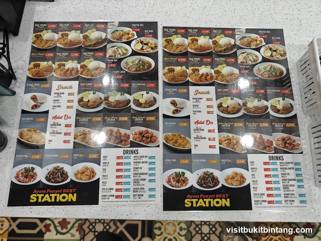 Ayam Penyet Best Station Menu