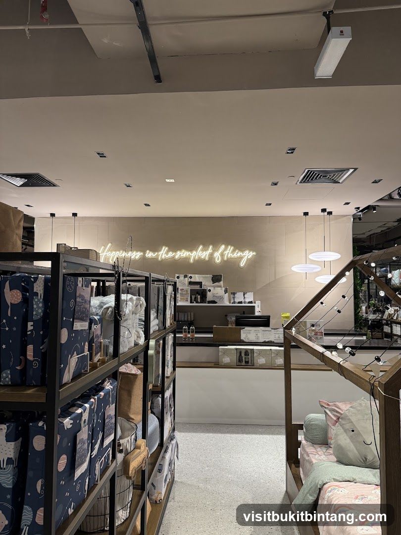 Store Interior with Shelving and Bed Display