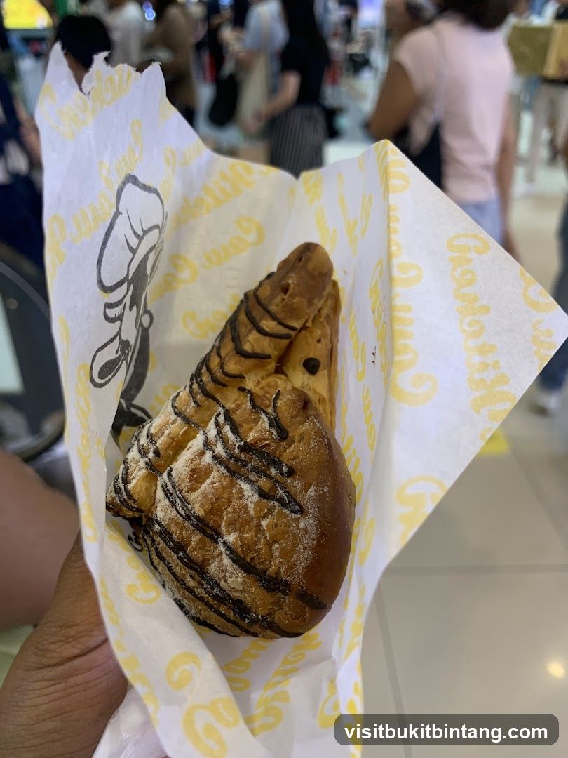 Pastry in branded wrapper