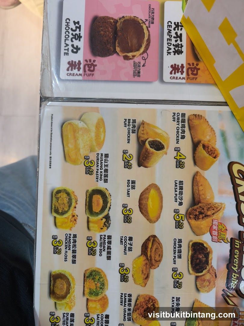 Menu of Pastries