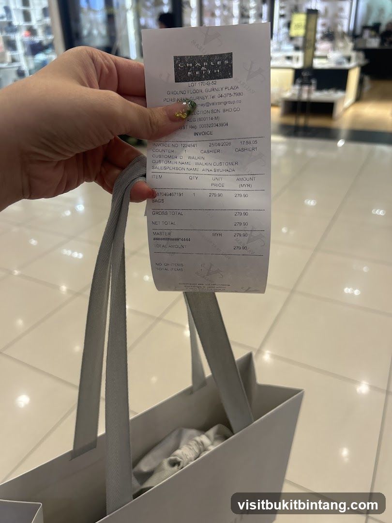Receipt from Charles & Keith