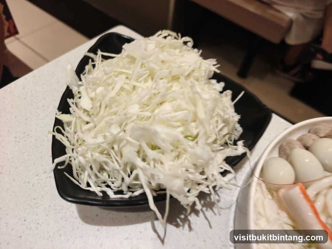 Shredded Cabbage and Hot Pot Ingredients