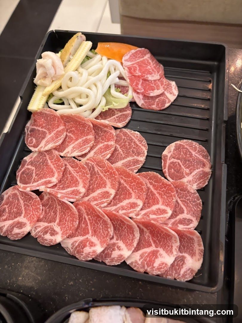 Thinly Sliced Raw Meat and Vegetables