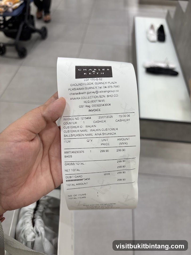 Charles & Keith Receipt