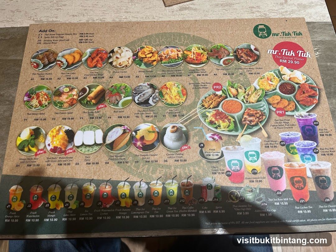 mr. Tuk Tuk Menu