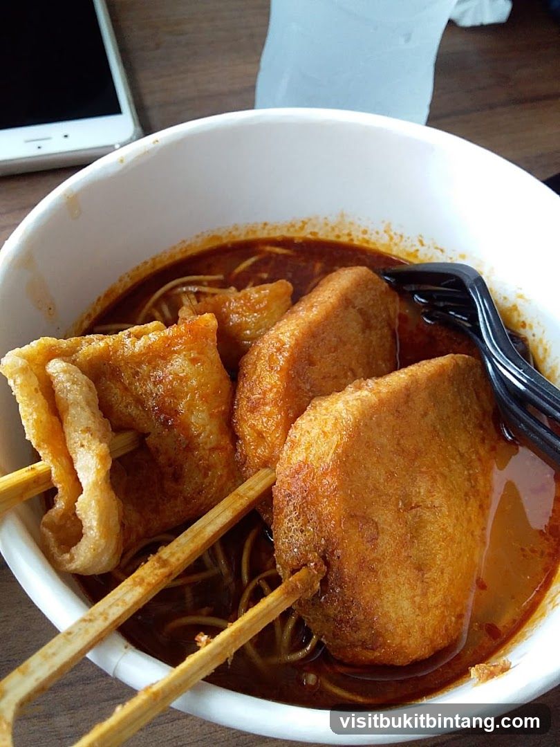 Curry Noodles with Fried Tofu and Fish Cake