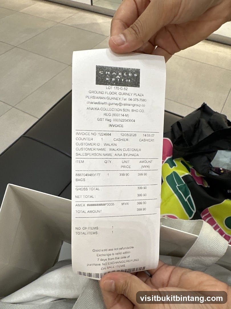 Charles Keith Receipt