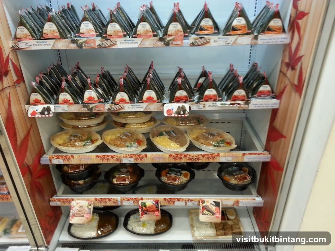 Refrigerated Display of Japanese Food Items