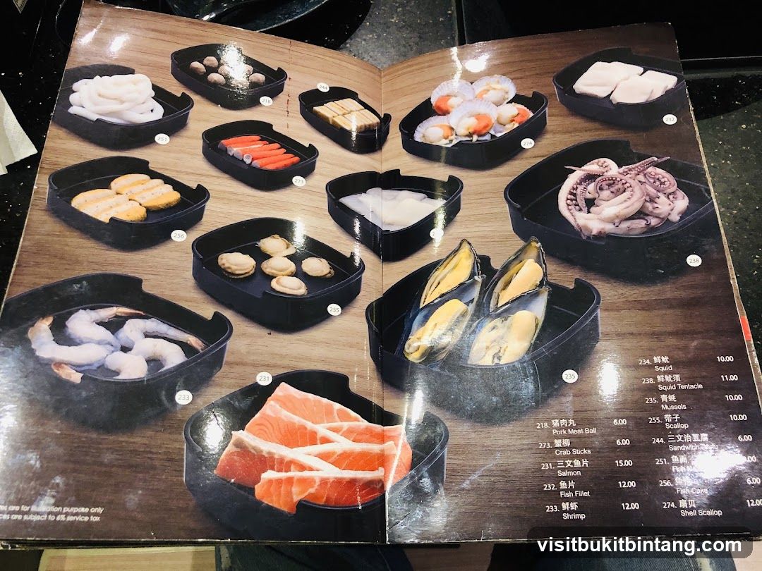 Seafood and Meat Menu