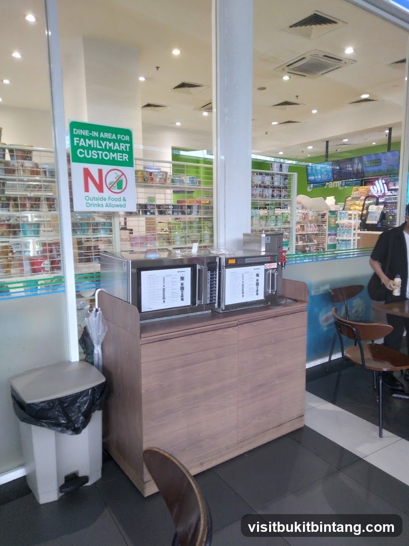 FamilyMart Interior with Dine-In Area Sign