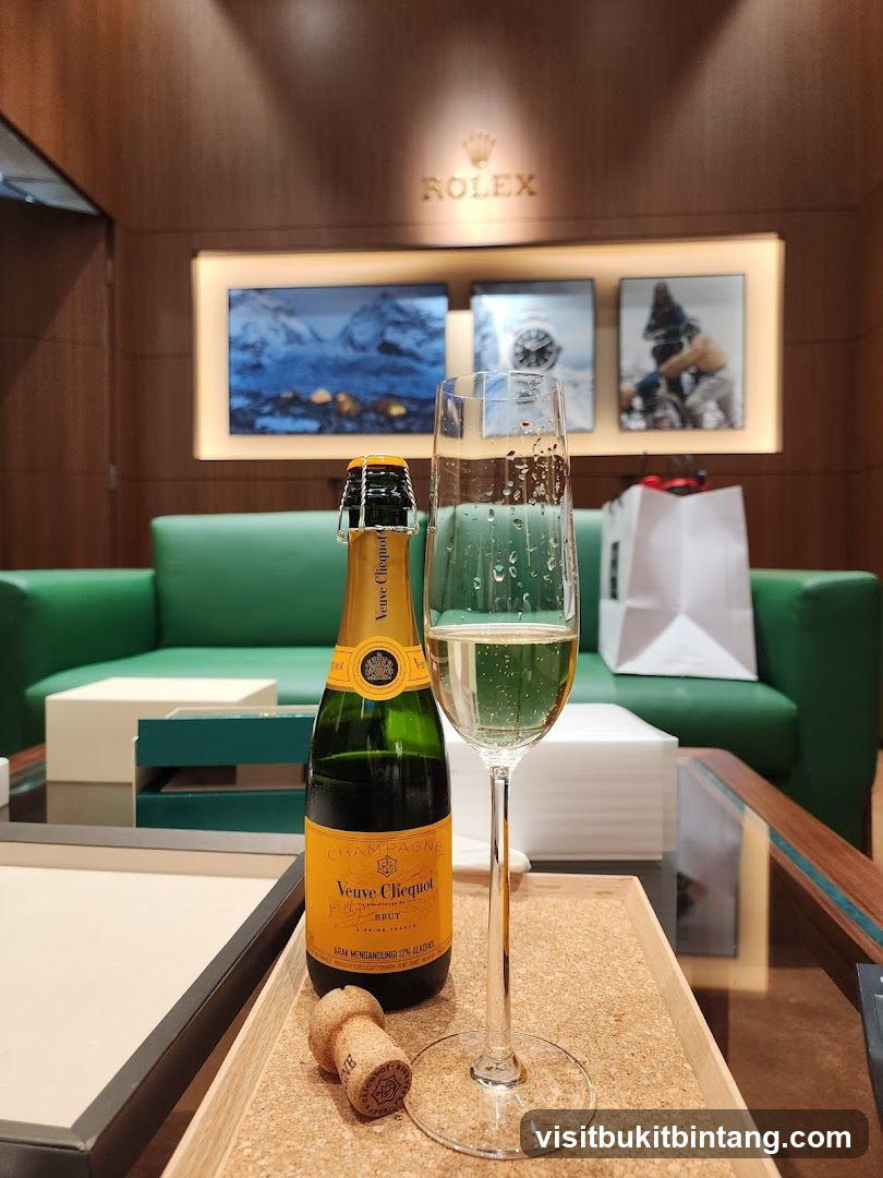 Champagne and Rolex Display