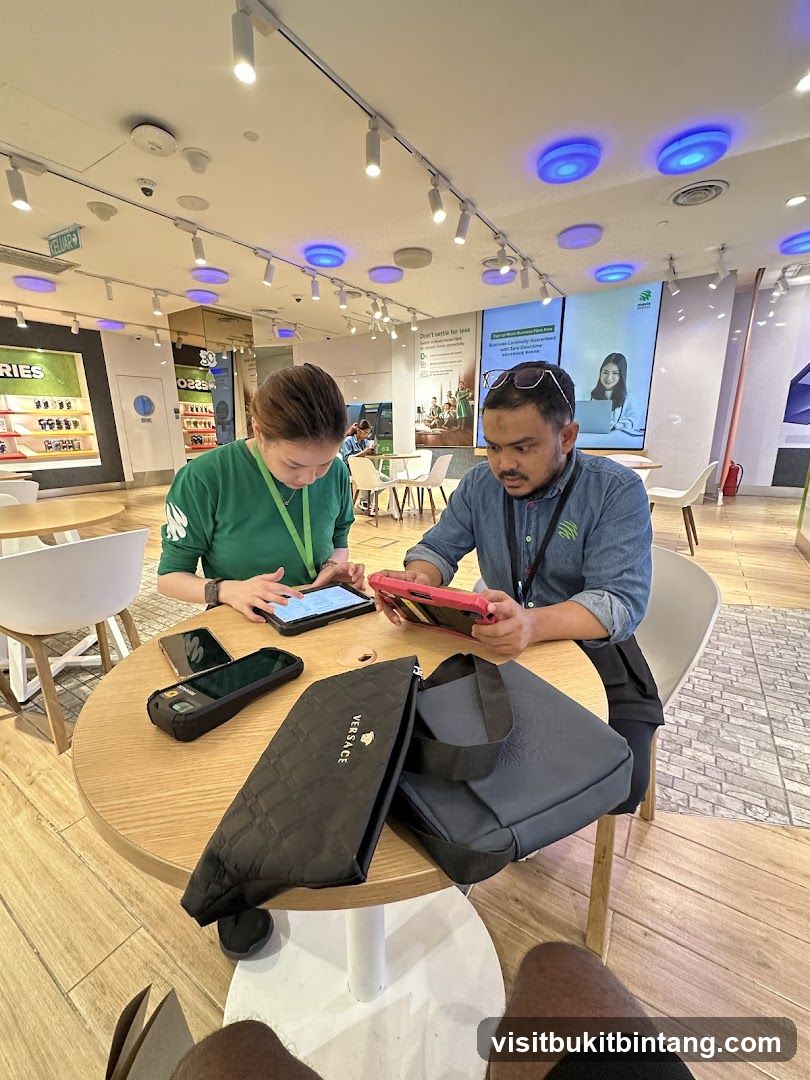 People using tablets in a store