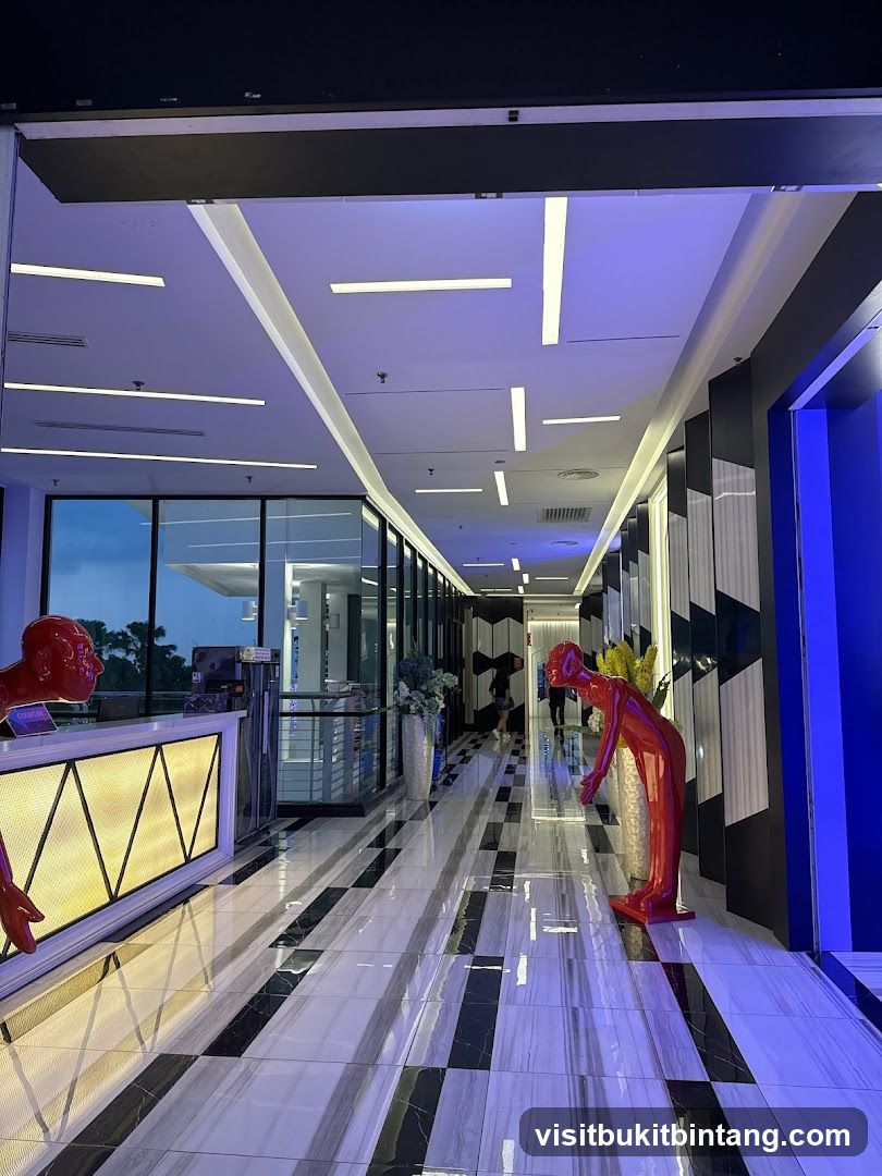 Modern Hallway with Sculptures