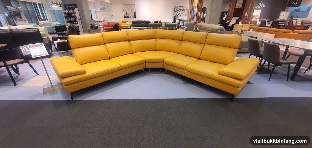 Yellow Sectional Sofa in Furniture Store