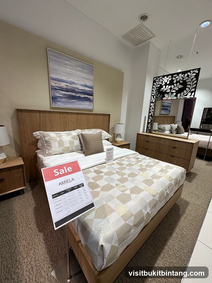 Bedroom Display with Sale Sign