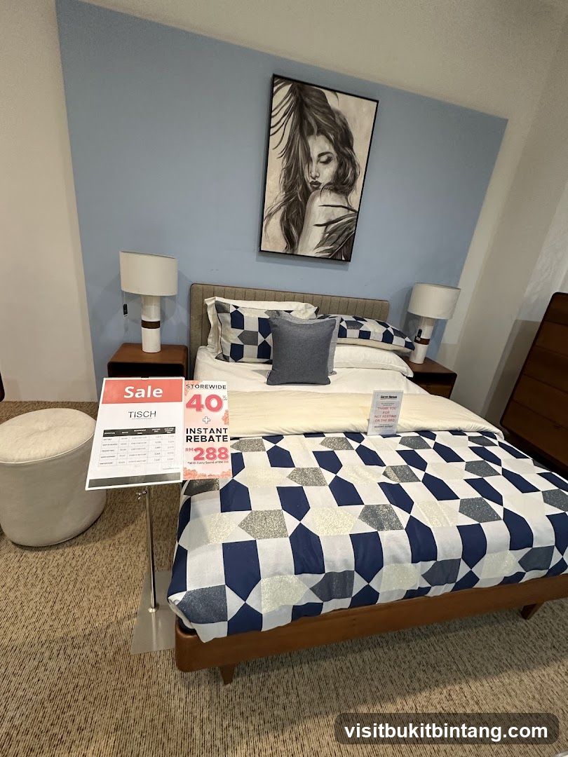 Bedroom Display with Sale Sign
