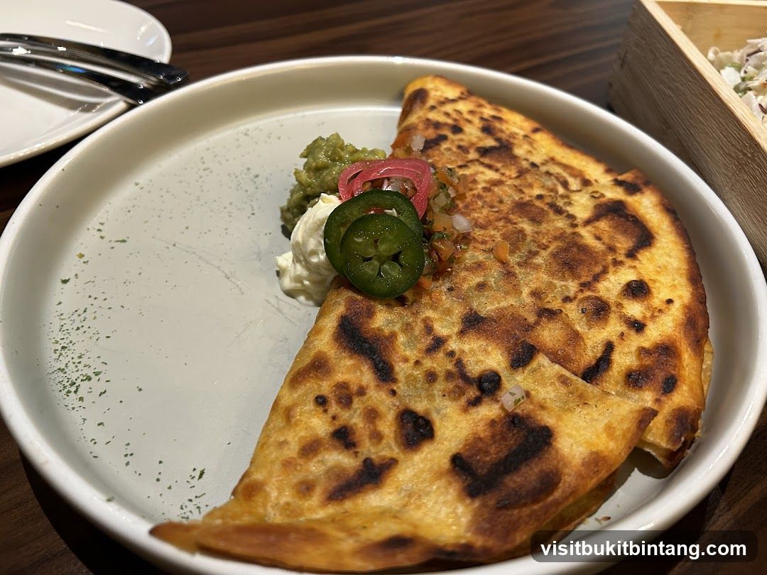 Quesadilla with Guacamole and Jalapenos