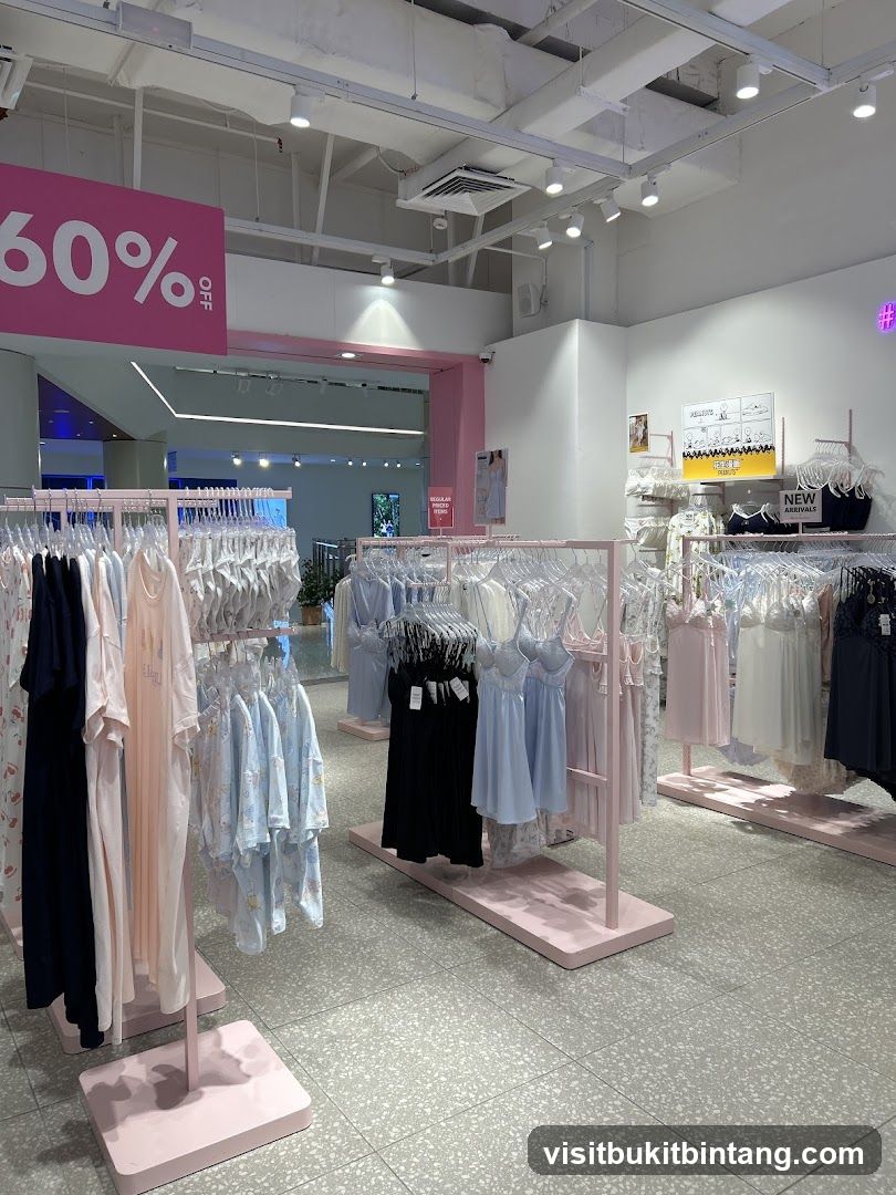 Clothing store interior with sale sign