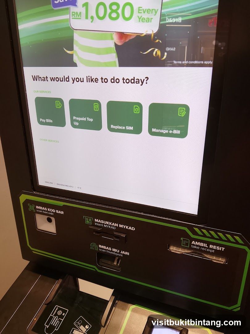 Self-service kiosk screen