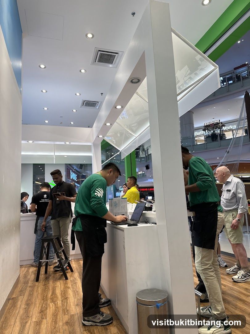 People working at a counter in a store
