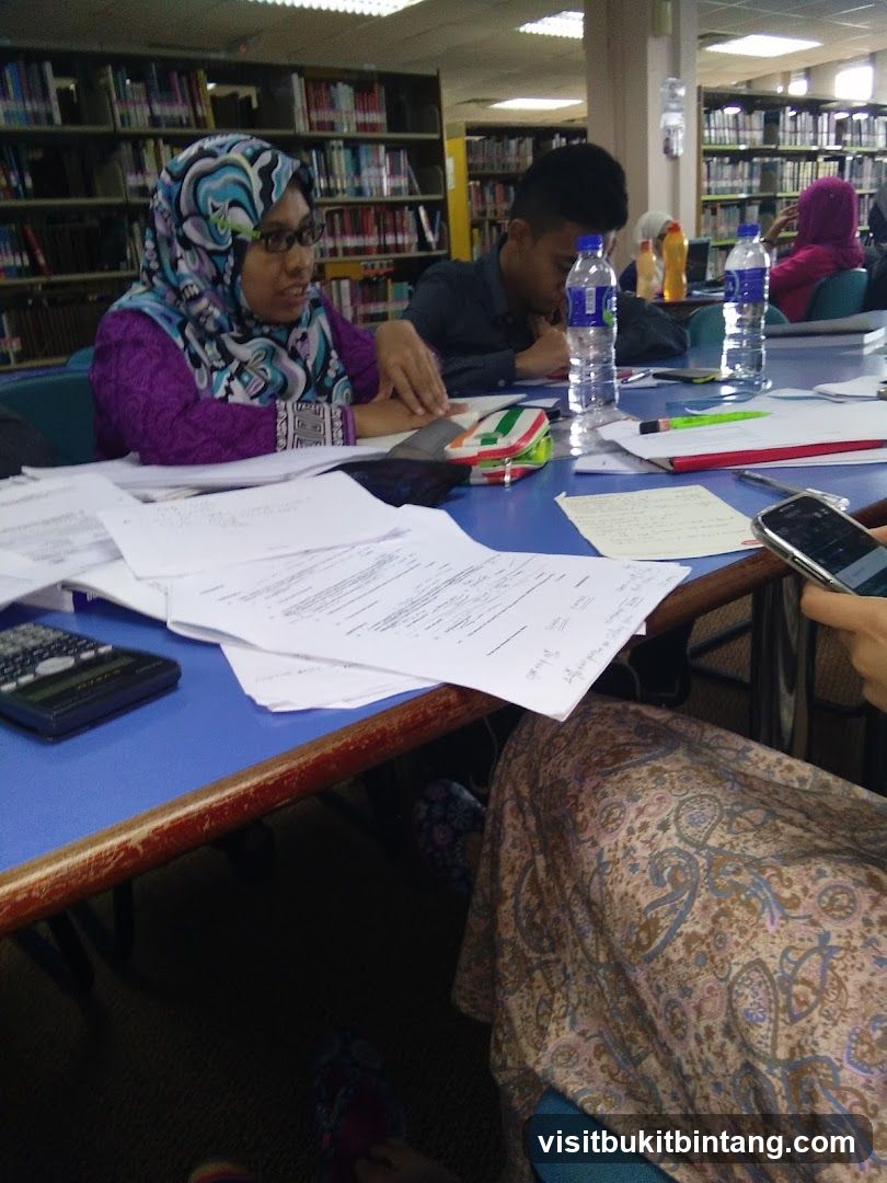 Students studying in a library