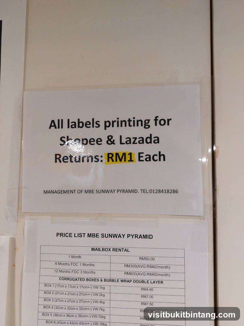 MBE Sunway Pyramid Price List