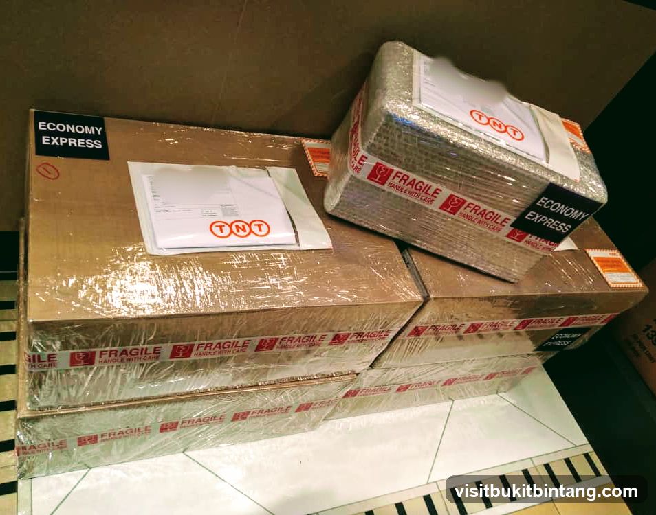 Packages with shipping labels