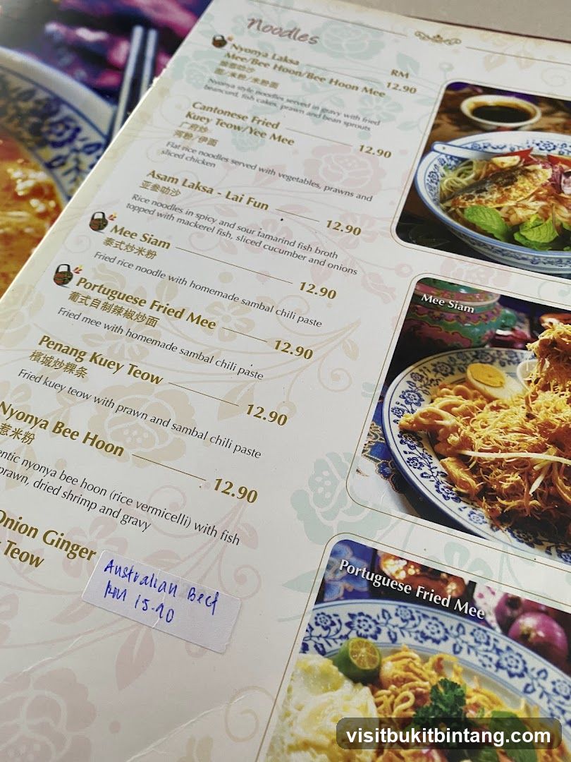 Noodles Menu