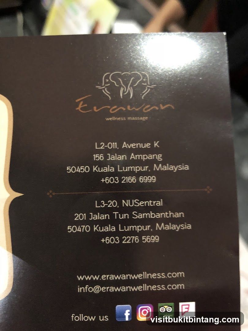 Erawan Wellness Massage Contact Information