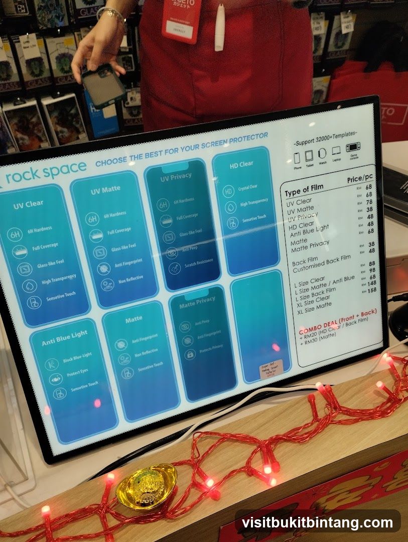 Screen Protector Options Display