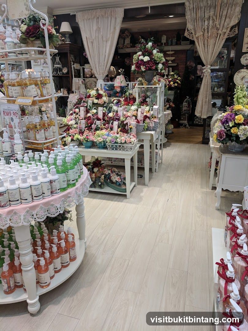 Store Interior with Floral Decorations and Bath Products