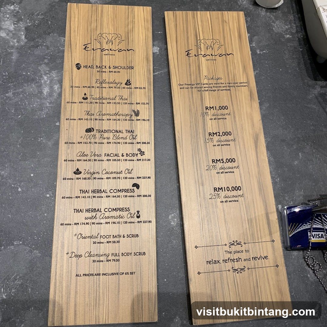 Erawan Wellness Menu