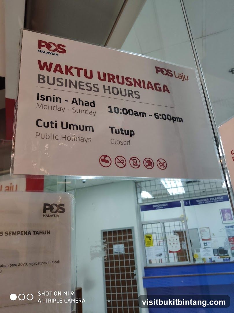 POS Malaysia Business Hours Sign
