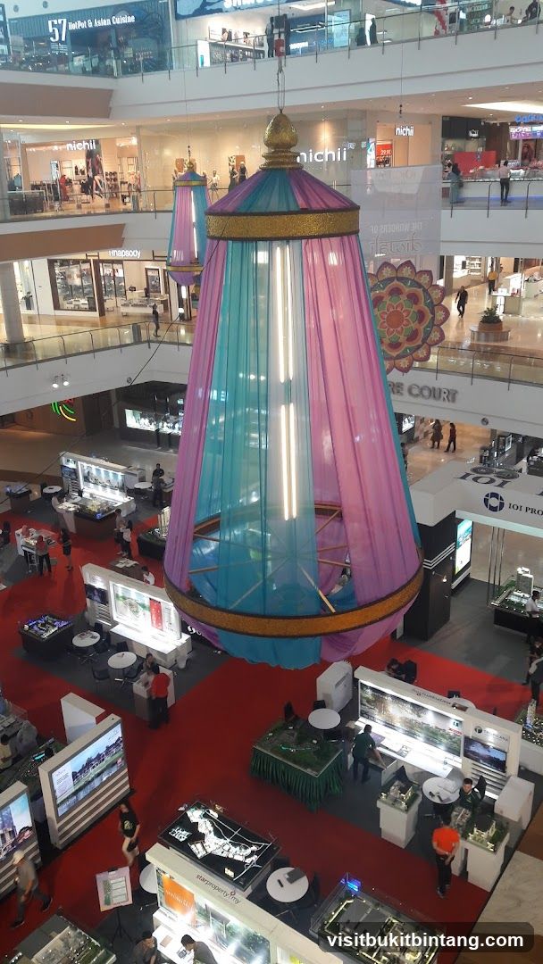 Mall Interior with Decorative Hanging Structures