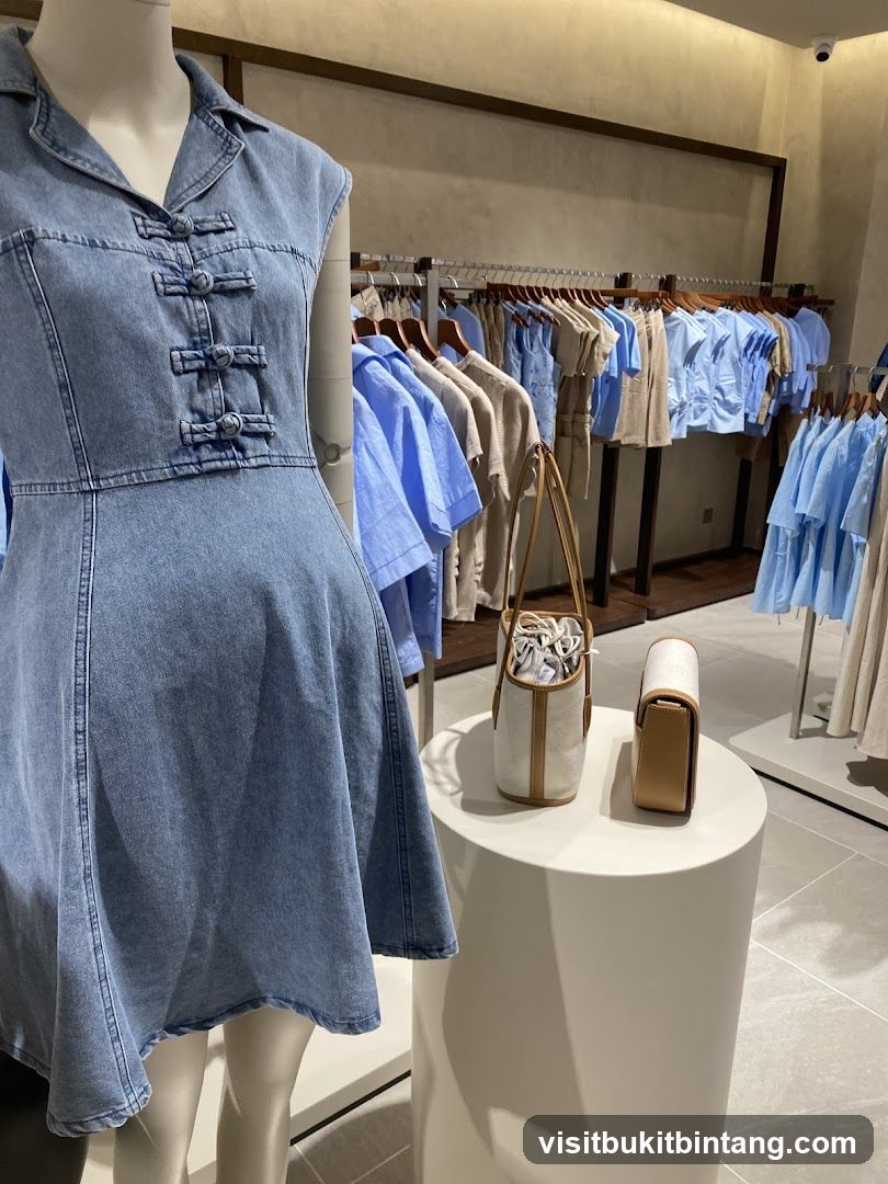 Denim Dress and Handbags Display