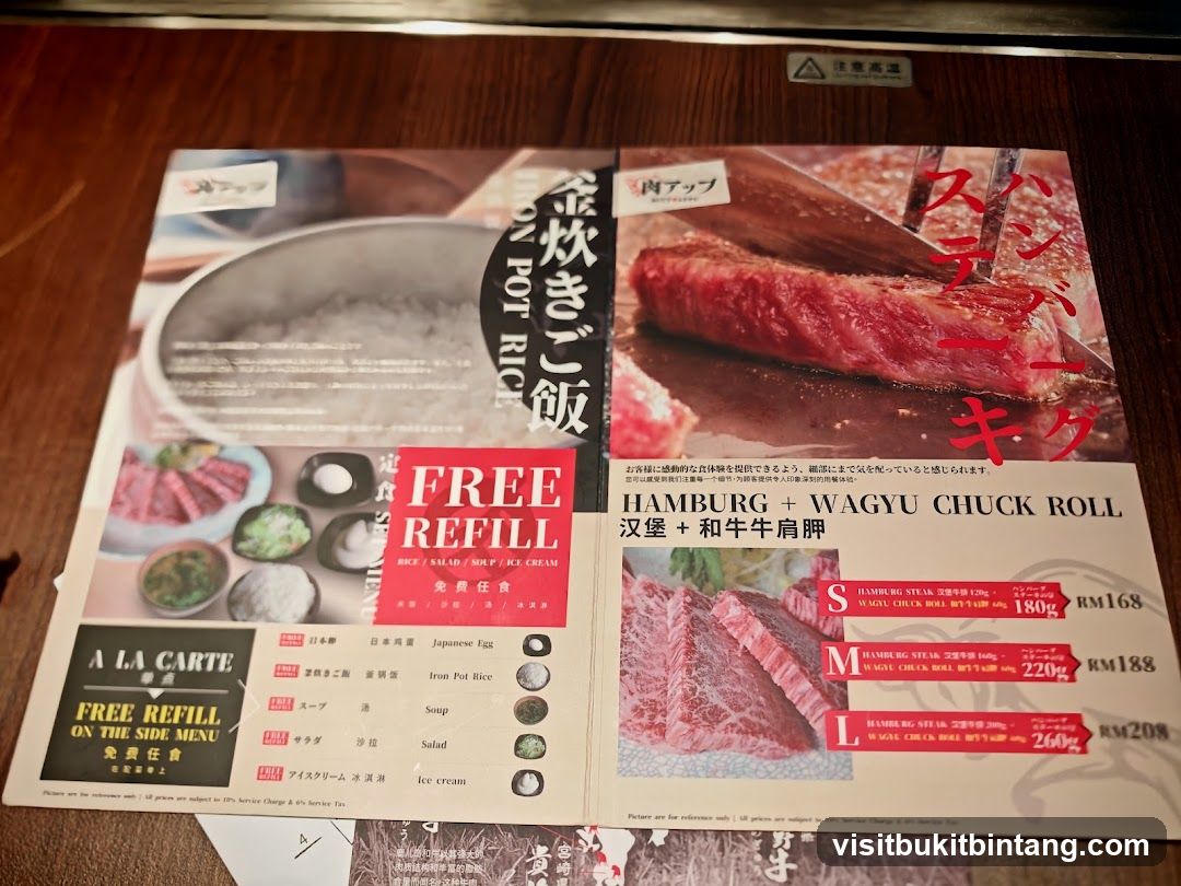 Hamburg + Wagyu Chuck Roll Menu