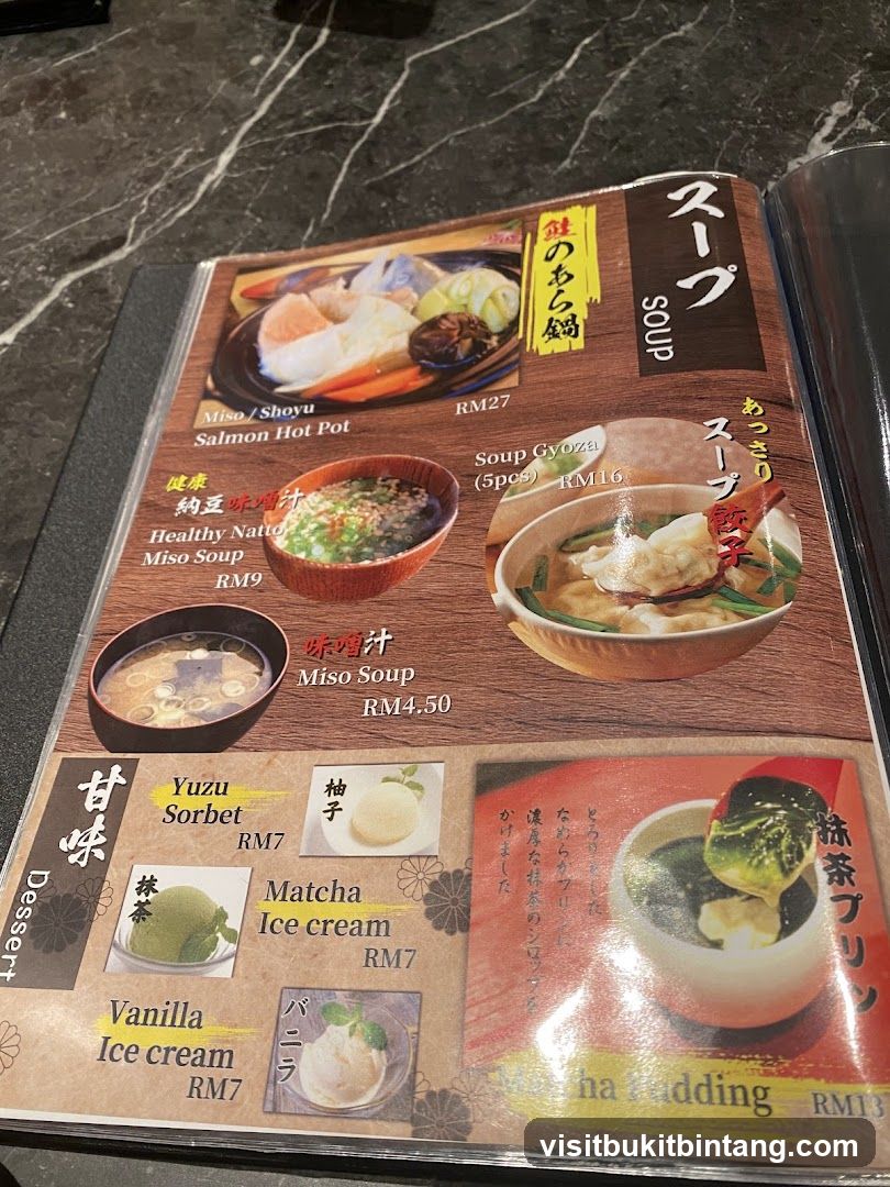 Soup and Dessert Menu