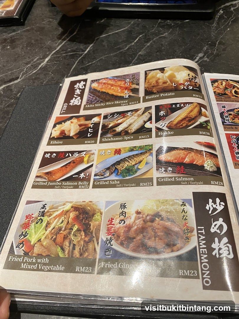 Grill and Itamemono Menu